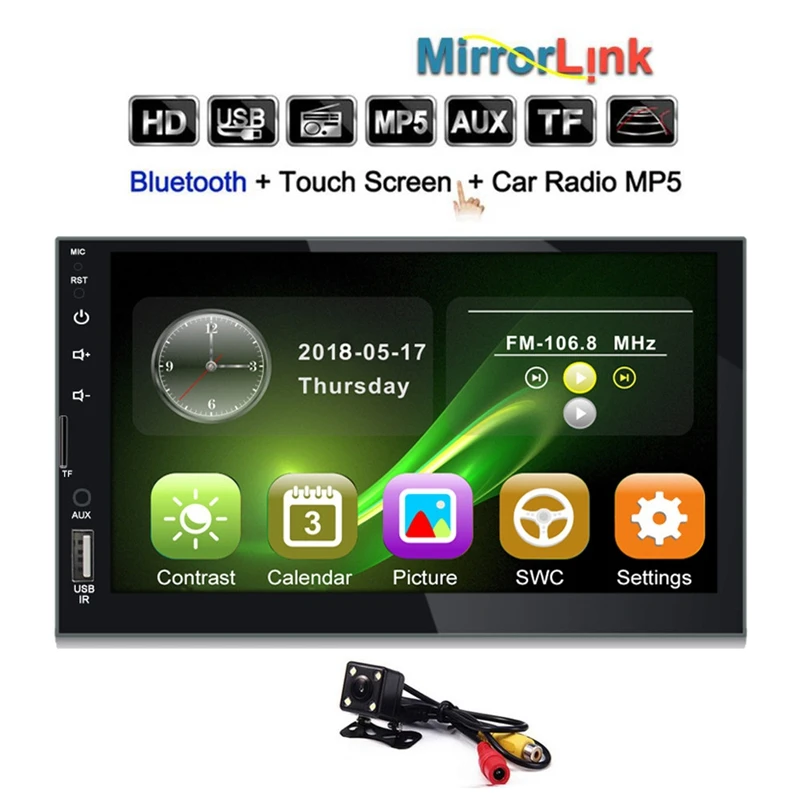 2 Din Car Multimedia Player Car Radio Bluetooth Mirror link HD Press Radio Mp5 Player Usb AUX Audio Stereo 7080