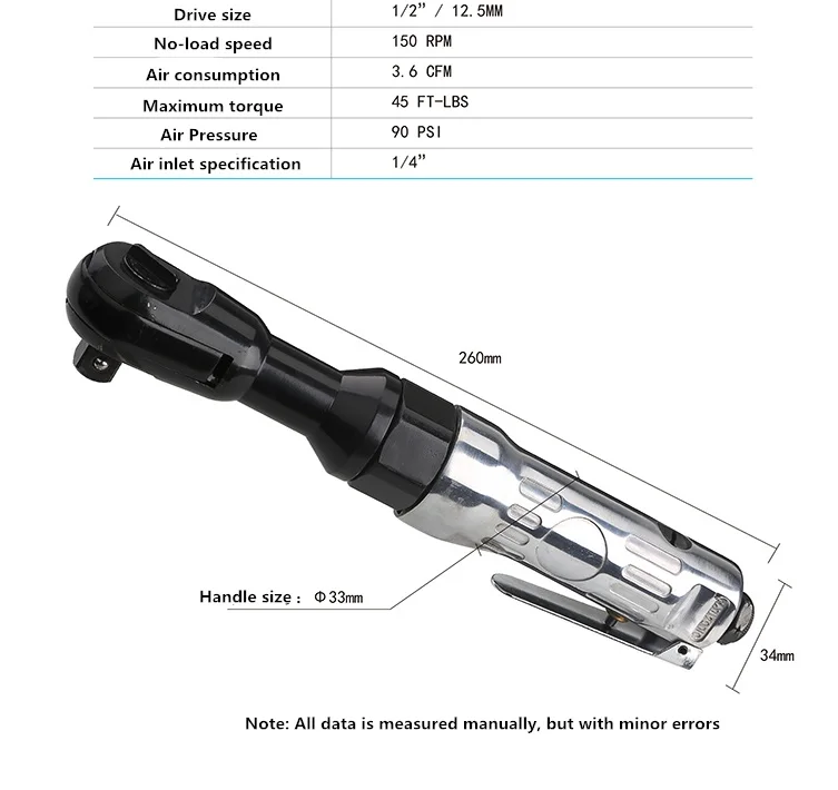 WR-9043 1/2 1/4 3/8 Pneumatic Air Ratchet Wrench Mini Spanner Square Wrench Car Bicycle Repair Tools Speed Regulation To Adjust Torque - Цвет: WR-9043