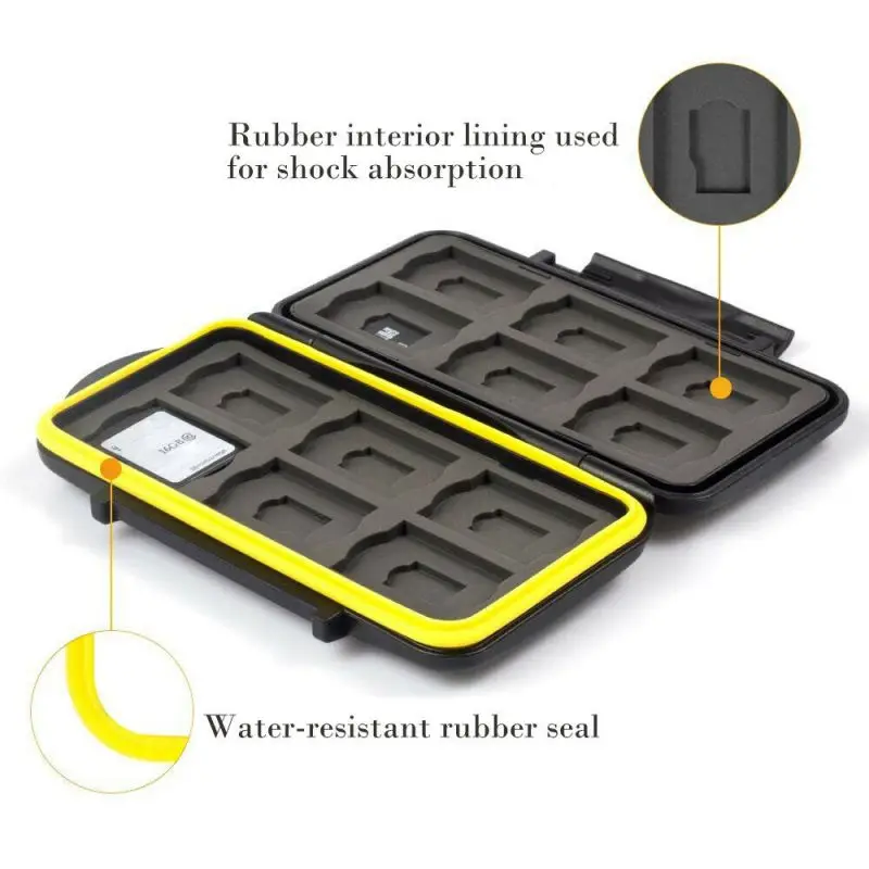 

Storage Shockproof Protector Case Memory Card Storage Box Water-Resistant 12SD+ 12 SD Cards Holder!