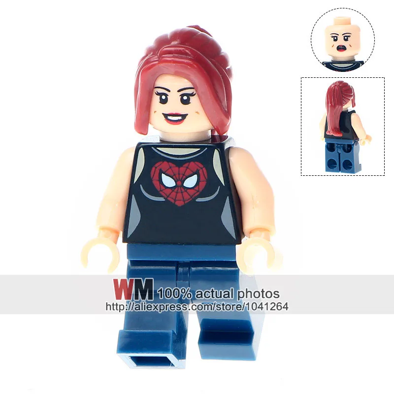 

20pcs/lot WM314 Mary Jane Watson Super Hero Amazing Spider-Man Crimson She-Devil Building Blocks Children Gift Toys