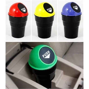 

Car Mini Garbage Can Auto Creative Trash Can Vehicle Dust Holder Bin Box Spring Cover Universal Car Trash Can Accessories