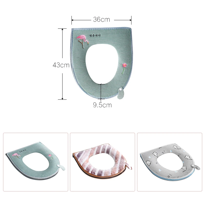 Universal Warm Toilet Seat Cover Mat Soft Warm Zipper Toilet Case Waterproof Closestool Mat Seat Case Bathroom Accessories