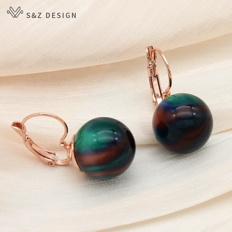 S&Z DESIGN New Elegant 2021 Fashion Colorful Round Acrylic Beads Dangle Earrings High Quality Eardrop For Women Party Jewelry