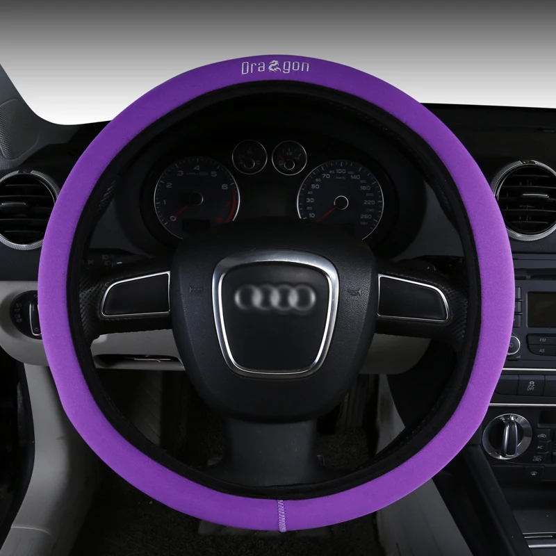 Чехлы рулевого колеса автомобиля светоотражающие искусственная кожа Эластичный китайский дракон дизайн Авто Руль Протектор YS5005 - Название цвета: C4 purple
