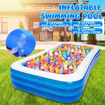 

3 Layer Large Rectangle PVC Children Bathing Tub Baby Summer Family Paddling Pool Inflatable Swimming Pool Thickened Pool