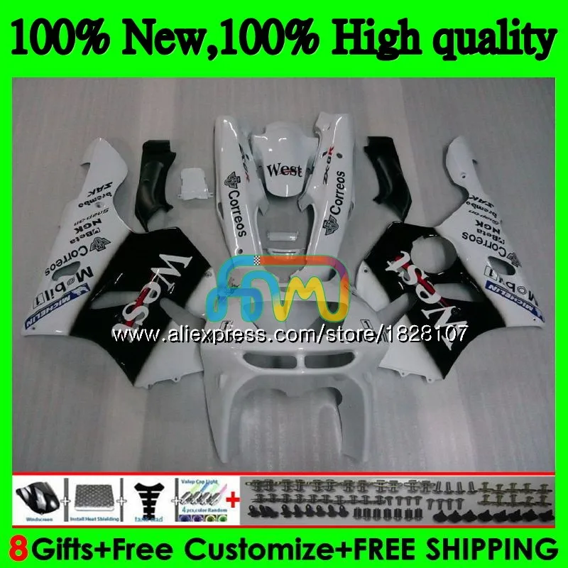 Корпус для KAWASAKI ZX 636 600CC ZX-636 Белый ЗАПАД ZX636 ZX-6R 22BS. 26 ZX600 ZX 6R ZX6R 94 95 96 97 1994 1995 1996 1997 обтекатель