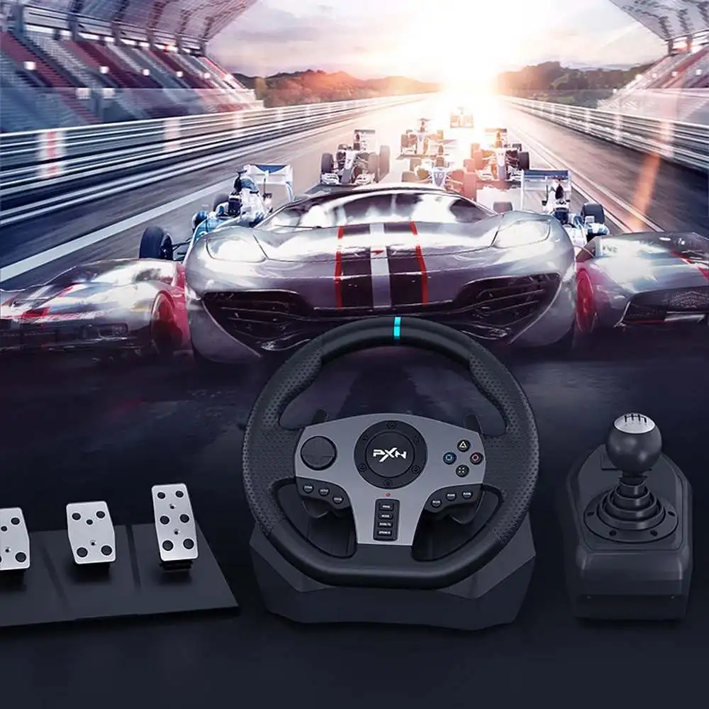 Pxn V9ゲームステアリングホイールペダル振動レーシングステアリングホイールxbox Pc Ps 3用4 Nスイッチ Video Games Wheels Aliexpress