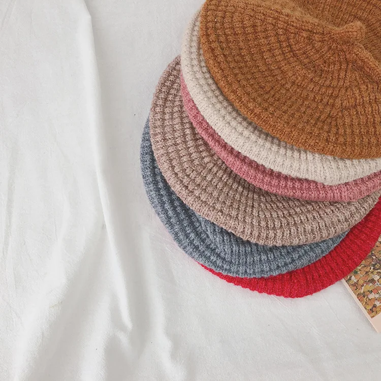 1805, берет для маленьких девочек, шерстяная шапка из крученой пряжи, осень, теплая вязаная шапка, шапка для художника