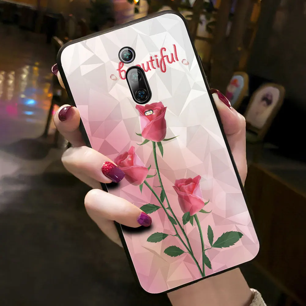 Чехол для Xiaomi mi 9 T, чехол для Xiaomi mi 9T Pro, чехол для Xiao mi Red mi K20 Pro, чехол с цветком розы, розового, красного, синего цветов, ромб - Цвет: 01