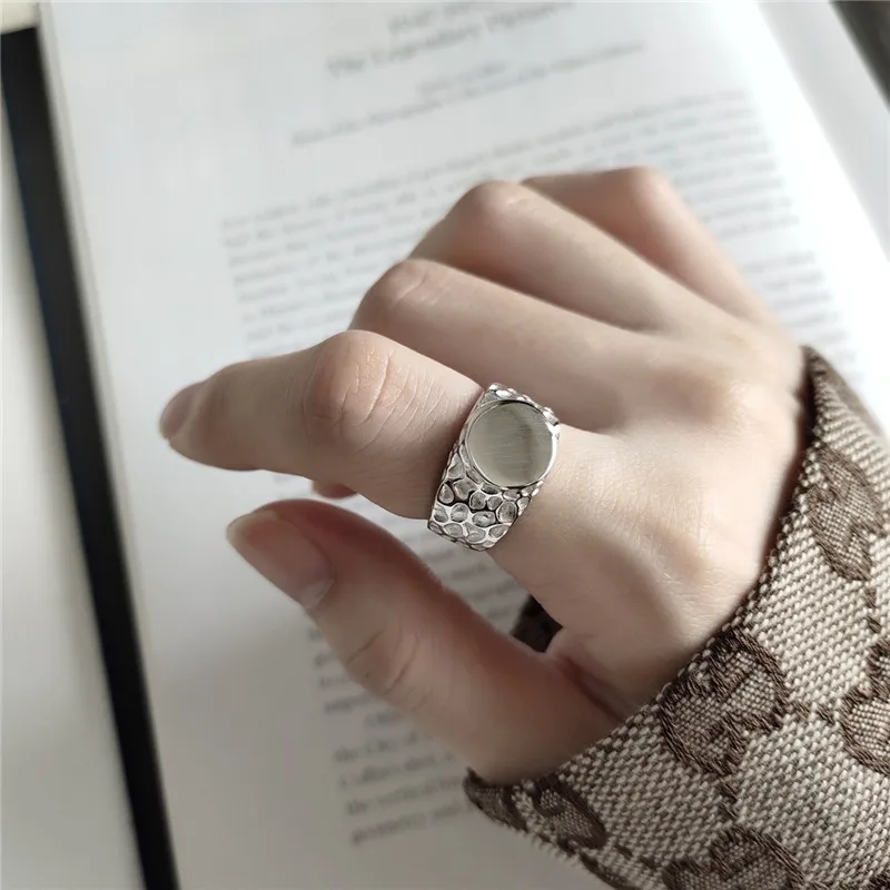 POFUNUO, европейские, американские, 925 пробы, серебряные кольца, шикарные, модные, необычные, особой формы, Круглые, гладкие, поверхностные, кольца на бедствие