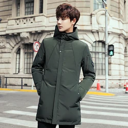Men's Winter Duck Down Jackets Business Long Thick Winter Down Coat Men Solid Parka Fashion Overcoat Outerwear Warm Male  JK-816