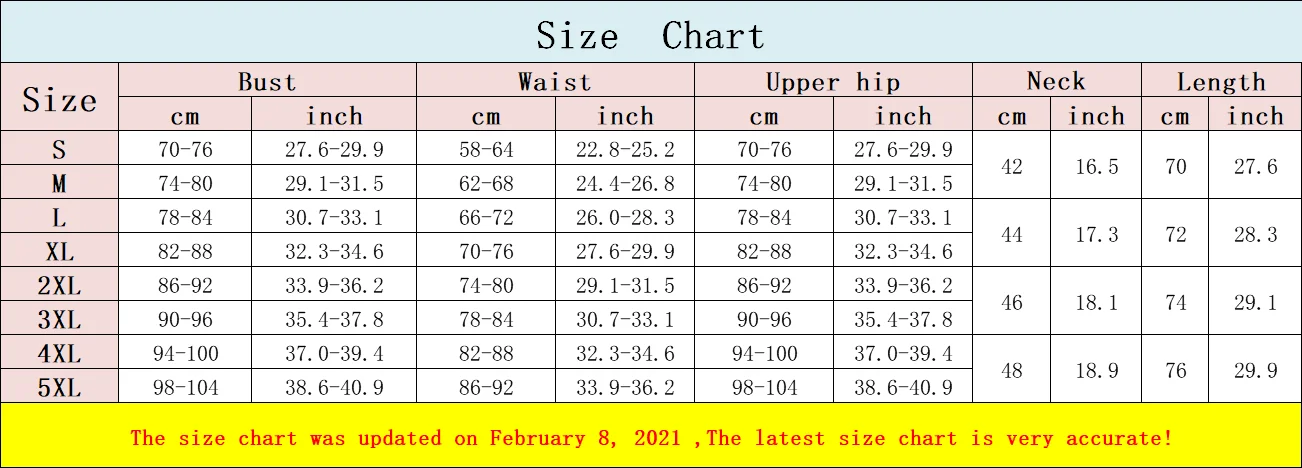 Latex Bodysuit - Storlekstabell