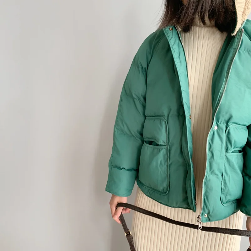 Winter Jacket women Womens Parkas Thicken Outerwear solid hooded Coats Short Female Slim Cotton padded basic tops