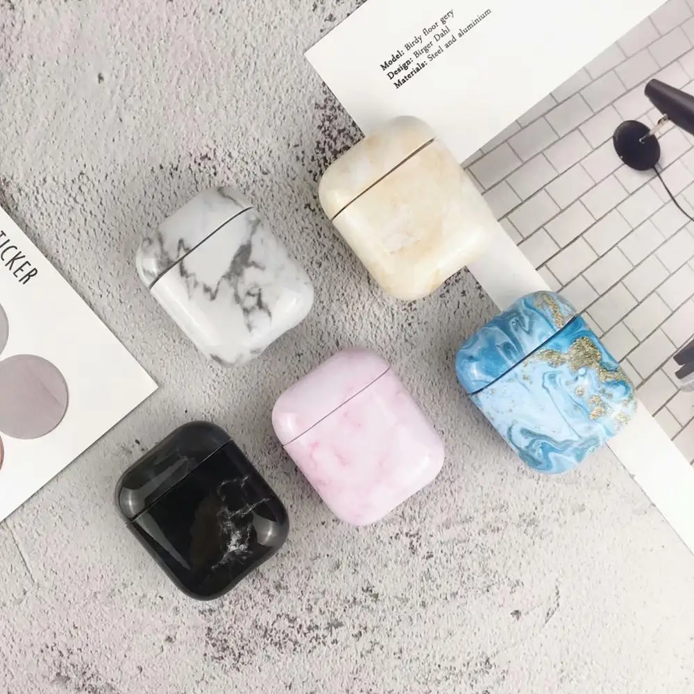 Защитный чехол для оригинального Apple Airpods, чехол с мраморной кожей для Air pods 2 1, аксессуары для корпуса, Bluetooth коробка для наушников Coque