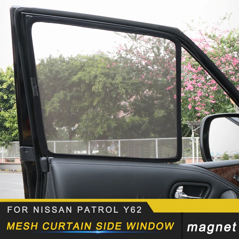 For Nissan Patrol Y62 7pcs Auto Car-styling Mesh Curtain Side Window Sunshades Trim Covers Interior Accessories