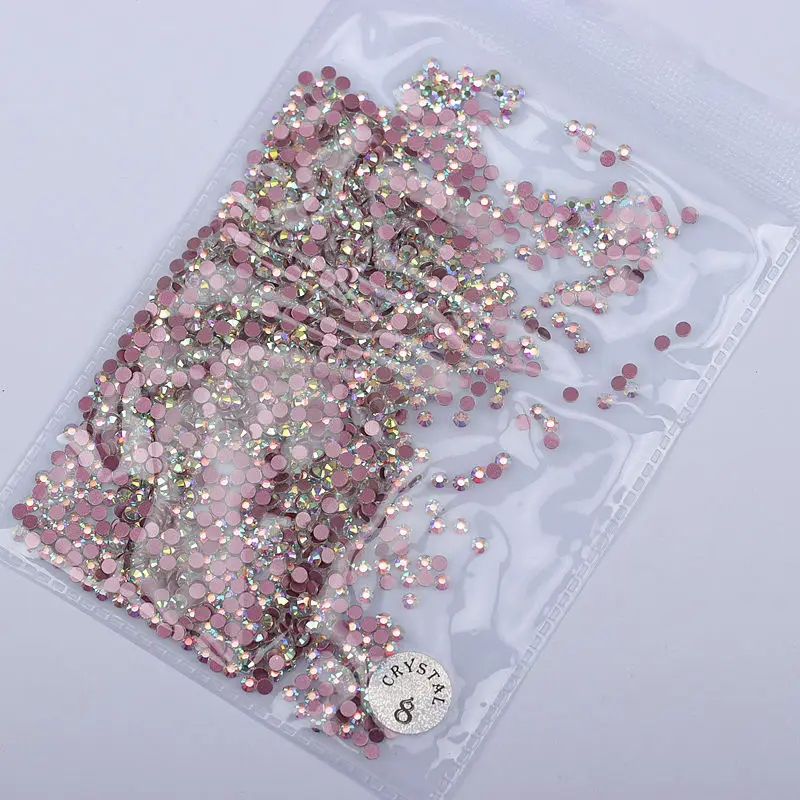 1440 pcs ss3-ss20 manicure jewelry hot red bottom drill glass white AB color size mixed flat bottom rhinestone - Цвет: AB ss8 2.4mm