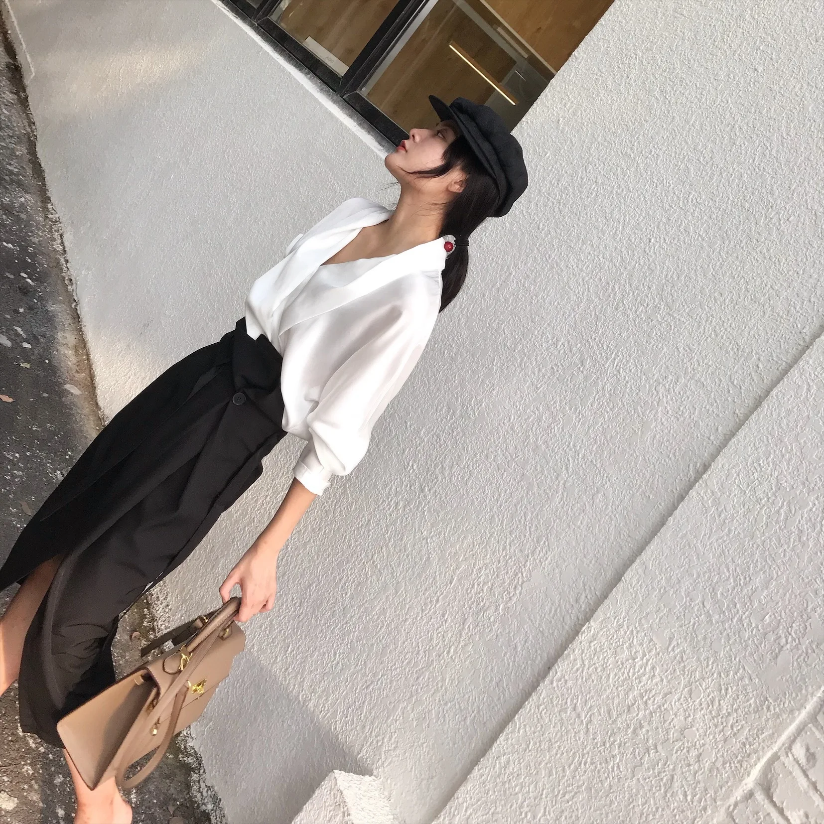 SHENGPALAE Faldas Mujer Moda, новинка, модная Осенняя юбка, женская Свободная Повседневная однотонная уличная юбка с пуговицами и шнуровкой, A286