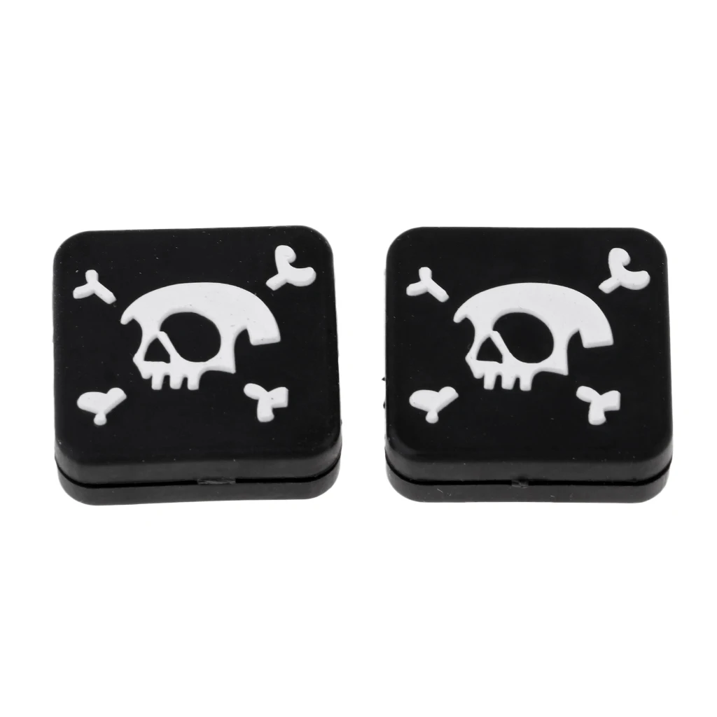 2 Pieces Cool Skull Skeleton Square Silicone Tennis Racquet Shock Absorber Vibration Dampeners - Black/Red