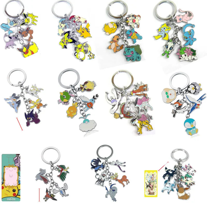 

Pocket Monsters Pokemon Keyring Pikachu Keychains Anime Pokemon Pokeballs pendant jewelry accessories metal key chain gift