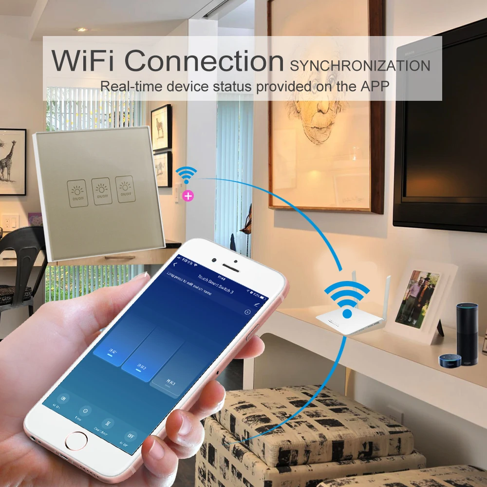 Tuya WiFi Smart Touch Switch 300 Вт/панель управления каналом приложение Smart Life Совместимо с Amazon Alexa и Google Home control