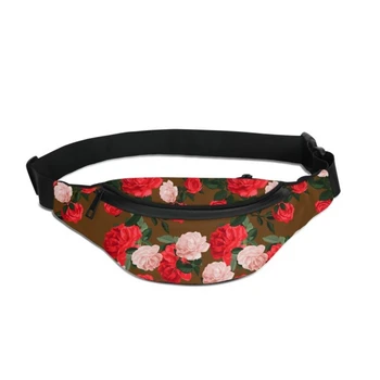 

VEEVANV Flower Flora Pink Rose Design Custome Running Waist Bag Hip Belt Bag Fanny Pack Women Phone Money Pouch Unisex Chest Bag