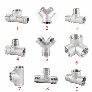

DN8/15/40 male+Female+male Threaded 3 Way Tee T Pipe Fitting 1/4" 1/2" 1-1/2" BSP Threaded SS304 Stainless Steel Multifunction