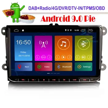 

9" Android 9.0 Autoradio DAB+ 4G GPS CarPlay Car Multimedia Player Bluetooth for VW Passat CC Polo Golf Tiguan Caddy