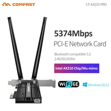 Adaptateur réseau wi fi 6E Intel AX210, 2.4/5/6GHz, PCI E, double bande, 3000M, carte réseau pour réseau, compatible avec Bluetooth 5.2, PCI Express, Wlan 
