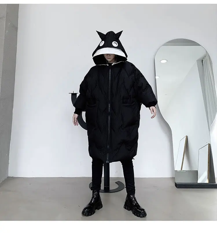 Women Black White Parkas Fashion New Full Sleeve Elegant Small Fresh Pocket Plus Size Minority Casual Coat Top DMY2023