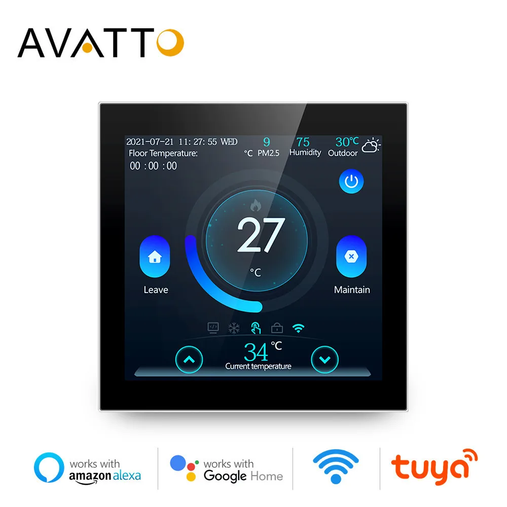 Умный напольный термостат AVATTO Wi-Fi Электрический/водный регулятор температуры