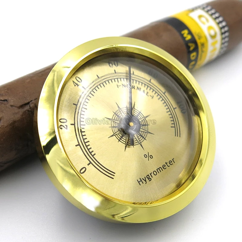 Electronic Round Accurate Cigar Hygrometer Digital Delicate Humidor Hygrometer Thermometer Accessories Gold And Sliver Color