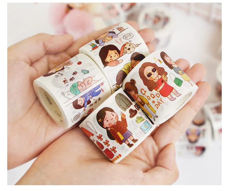 21styles Very Kawaii Cute Cartoon Little Girls Animal Food Expression Color Deco Washi Tape DIY Planner Scrapbookin Masking Tape