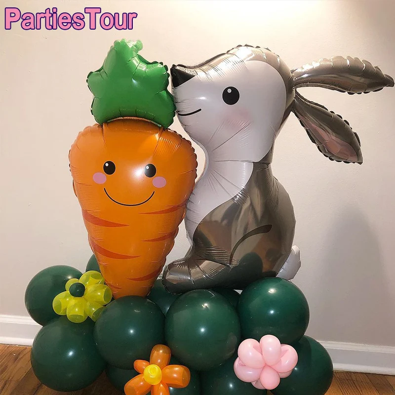 3D 30inch Easter Mylar Foil Balloons Decor Bunny Themed Birthday Baby Shower Animal Farm Party Carrot Ballon | Дом и сад