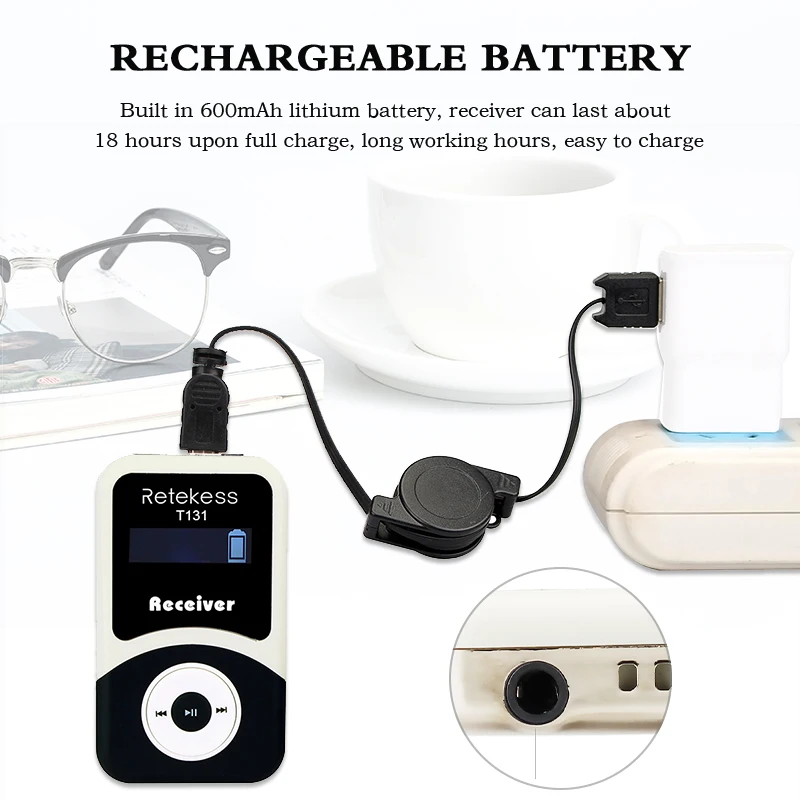 15pcs RETEKESS T131 Tour Guide Receiver Wireless