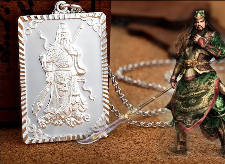 999 Стерлинговое Серебро правитель Гуань кулон ожерелье domineering мужской тонкий серебряный Гуань Ю висячий кулон Sir Zhong