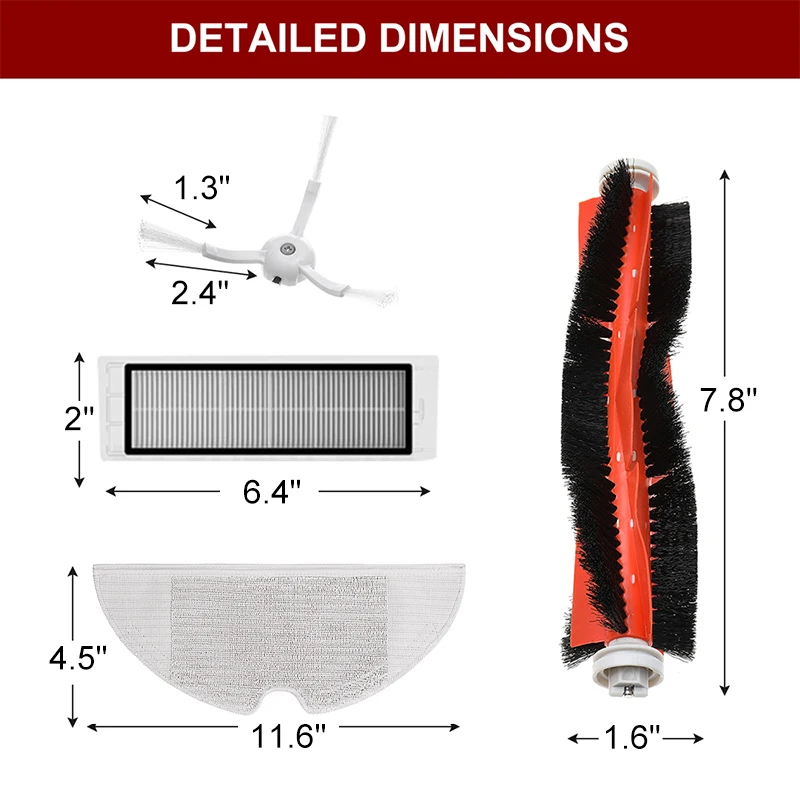 US $21.99 28PCS Main Brush Side Brush HEPA Filter Mops For Xiaomi 1S Rock S6 S5 S60 S5 S50 S55 E25 E35 Vacuum Cleaner Parts Accessories