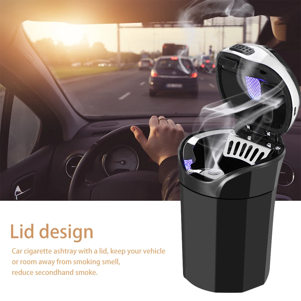 

3 in 1 Rechargeable Car LED Ashtray Car Trash Can Removable Cigarette Lighter LED Light for Car Cup Holder