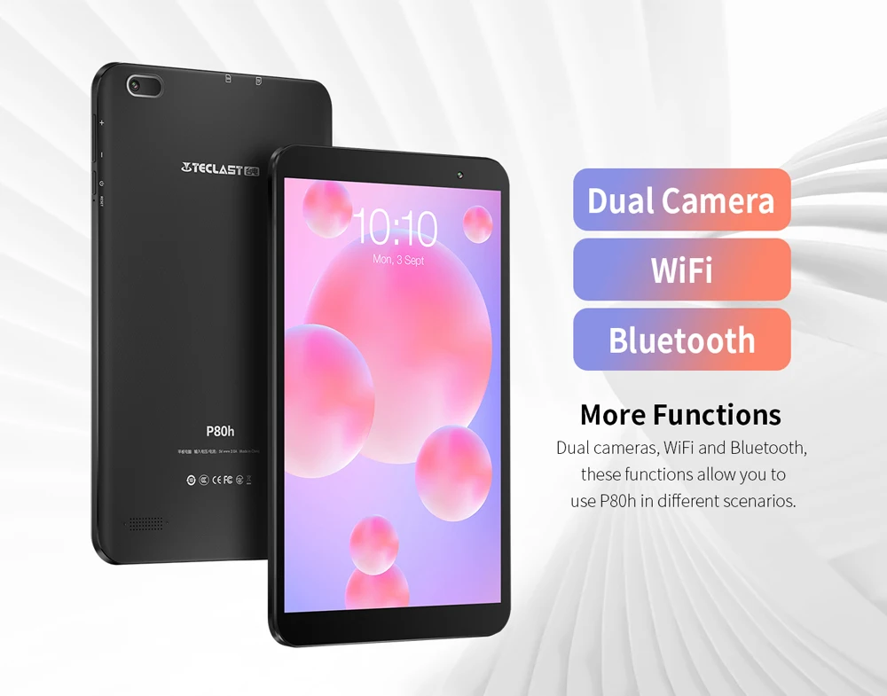 Teclast P80H 8 Inch Tablet Android 10 OS 2GB RAM 32GB ROM 1280*800 HD IPS Quad Core Dual Camera GPS Wifi Bluetooth Tablet PC
