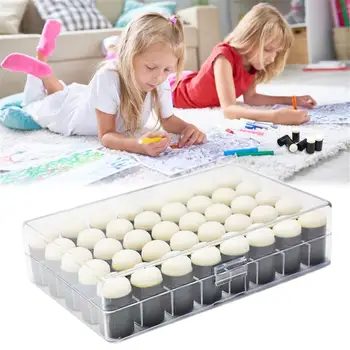 

40PCS Child Finger Paint Doodle Sponge Painting Tools Smudge Tools With Storage Box For Painting Chalk Card Making Drawing