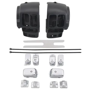 

Black Switch Housings Chrome Switch Caps Handlebar Controls For Harley Glide Road King CVO FLHTCU FLHTK FLTRU FLHRC FLHR Motors