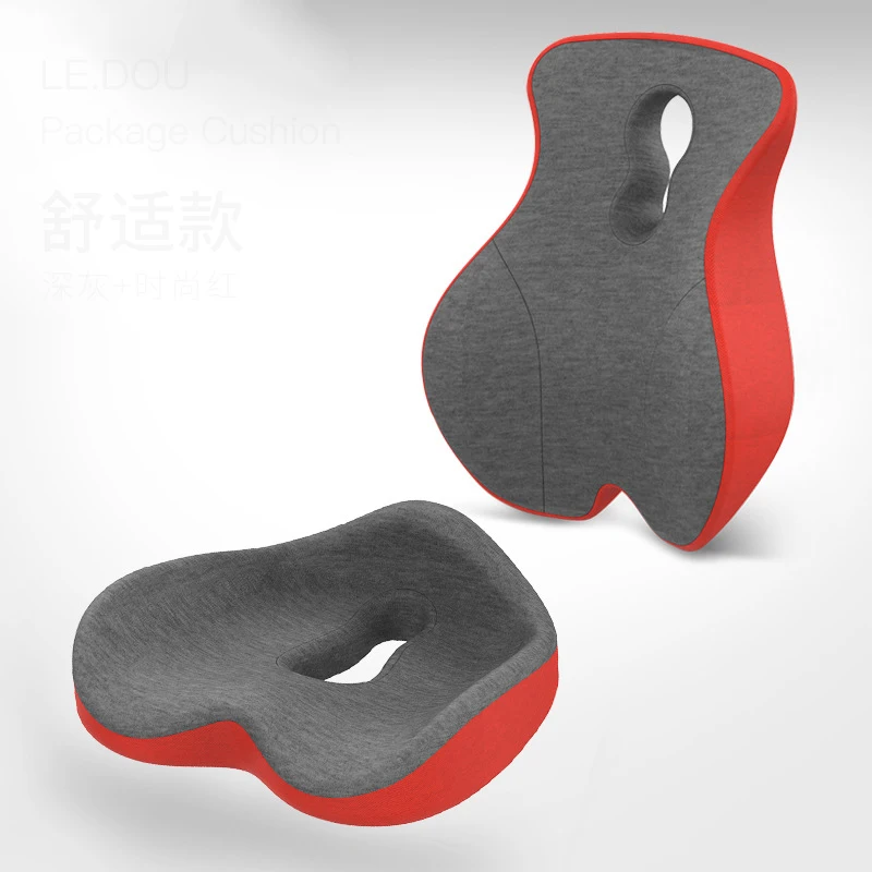 dark grey and red 2 шт./компл. задняя подушка сиденье Подушка из пены с эффектом памяти ортопедии снижения боли в спине уход для хвостового позвонка Рождественский Подарок Подушка - Цвет: dark grey and red