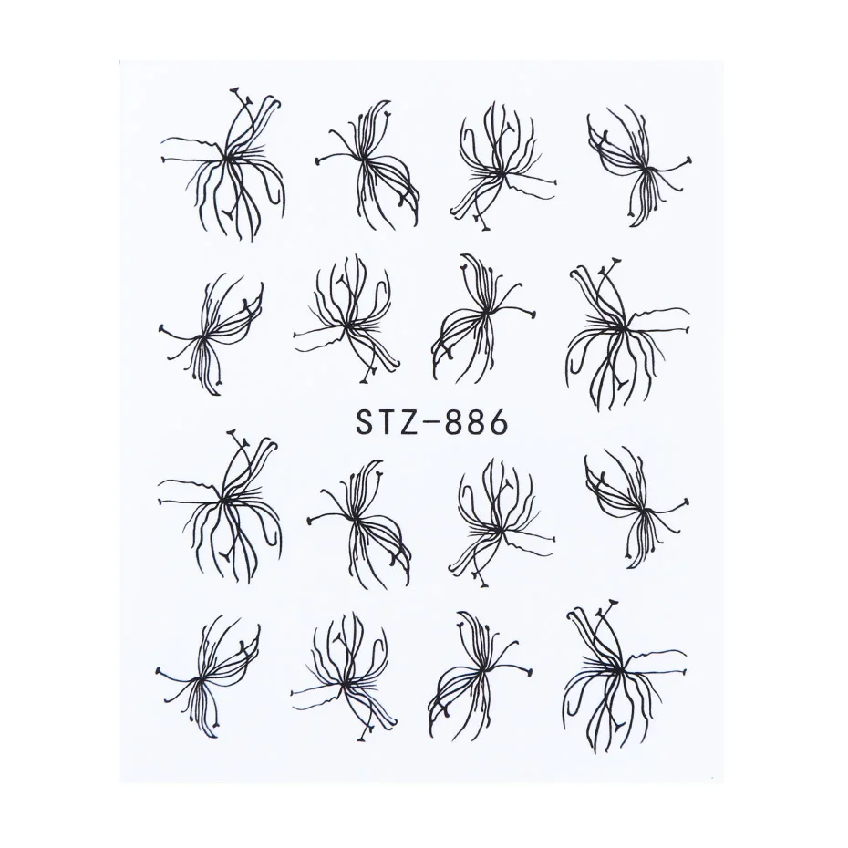 14pcs Nail Stickers on Nails Blooming Flower Butterfly Watercolor Water Transfer Hollow Slider For Nails Art Decor JISTZ880-902