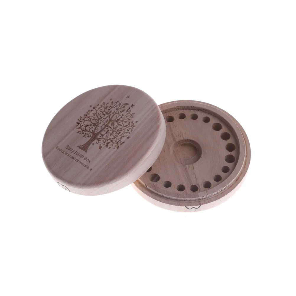 

For Organizer Storage Box For Baby Milk Teeth Collect Organizador English Case Baby Kids Tooth Box Wood Storage Box