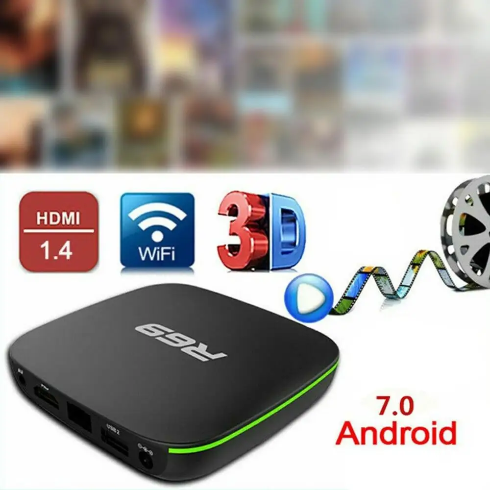 

R69 Android 7.1 Smart TV Box 1+8G Quad Core HD 2.4GHz WiFi 4K Media Player 1080P HD Support 3D movie