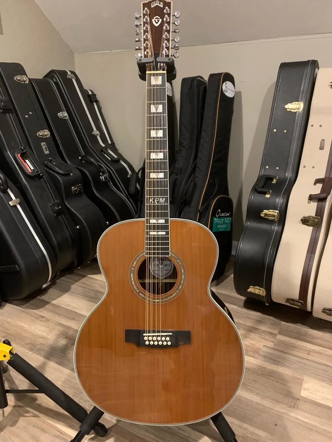 Guitare acoustique F512 en ébène pour gaucher, jumbo, électrique, 12 cordes, solide, style