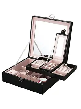 

Jewelry Box Organizer Storage Case Large Capacity Watch Necklace Bracelet Display Tray In Stock