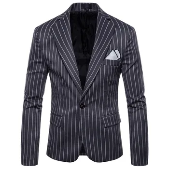 

Men Blazer Autumn Casual StripedBusiness Wedding Suit Lapel Slim Fit Outwear Coat 4XL Plus Size blaser masculino мужской пиджак