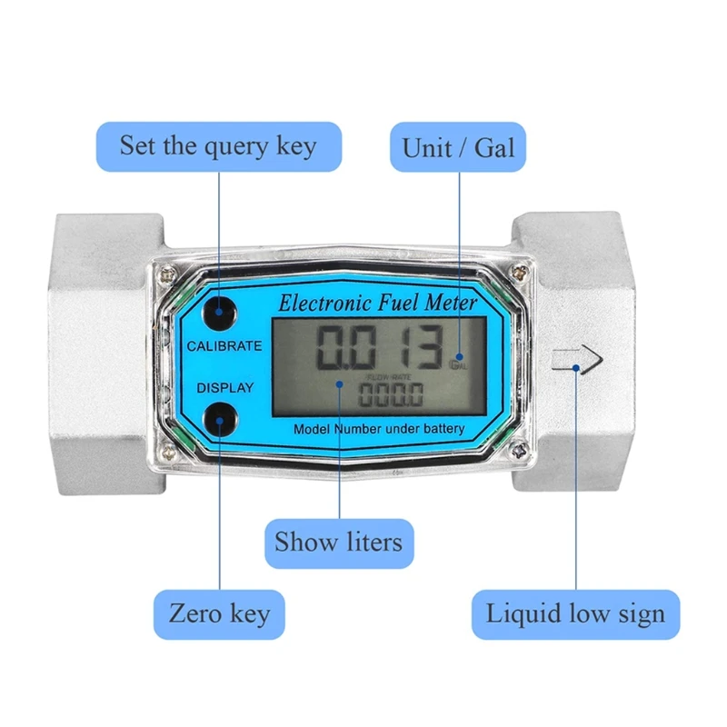 587C Turbine Flow Meter Digital Oil Fuel Flow Meter Mini Pump Fuel Diesel Counter Display Chip