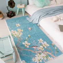 Прямоугольный толстый мягкий ковер в китайском стиле с птицами, для спальни, гостиной, дома, нескользящий коврик