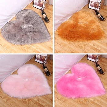 

Love Heart Rugs Shaggy Carpet Artificial Wool Sheepskin Hairy Mat Faux Fluffy Mats NO Lint Carpet For Living Kid Room New